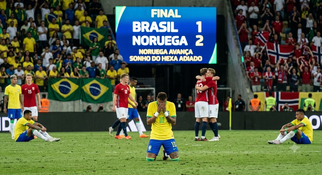 Brasil é eliminado pela Noruega e dá adeus ao sonho do hexacampeonato